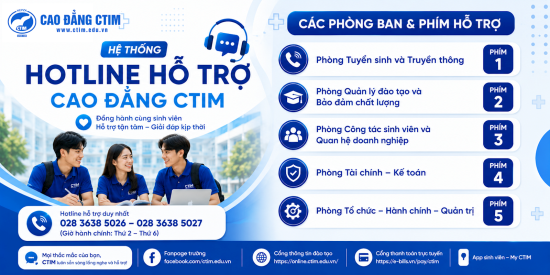 Hotline hỗ trợ Cao đẳng CTIM